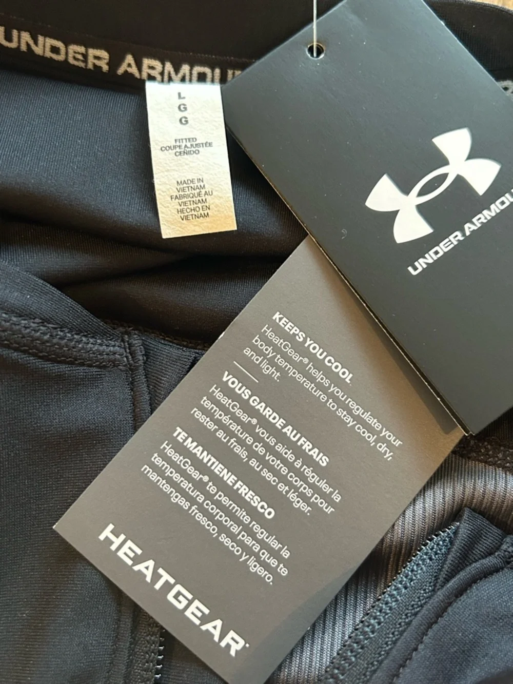 NWT Under Armour HeatGear Cropped Half Zip Pullover Black Grey Size L - Picture 12 of 12